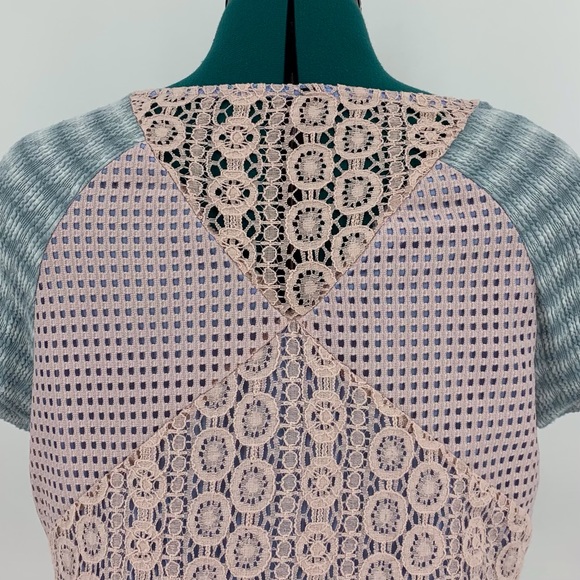 smash! Pink and Blue Mixed Patterns and Textures Short Sleeved Dress, XL - Picture 9 of 16